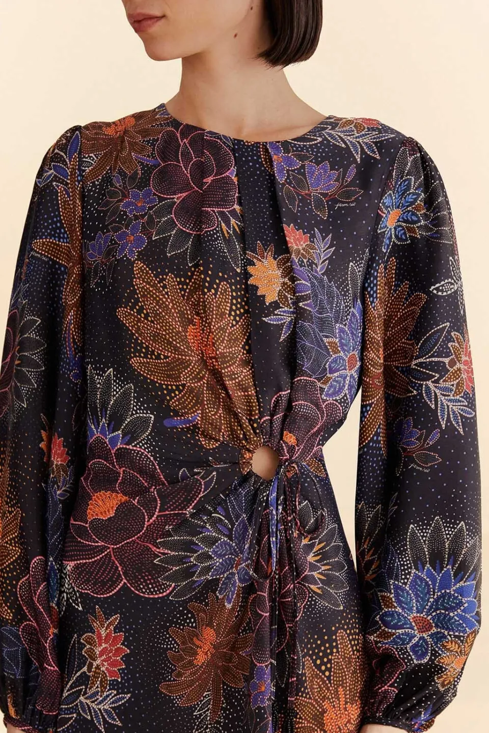 FARM Rio Robes Courtes<Mini-robe noire à fleurs scintillantes