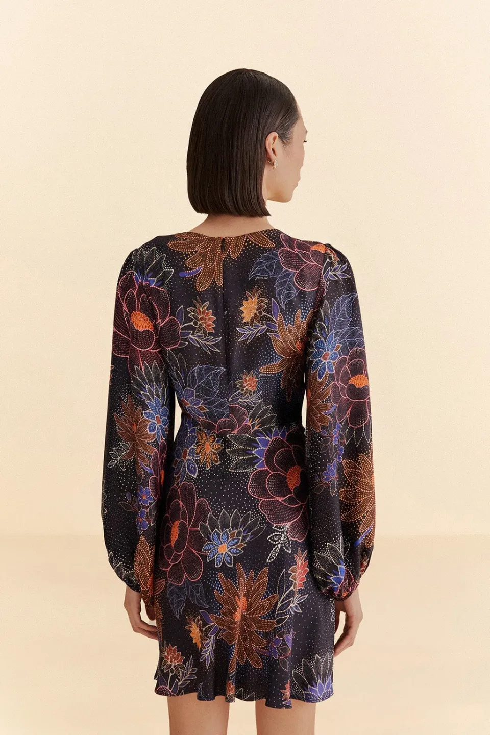 FARM Rio Robes Courtes<Mini-robe noire à fleurs scintillantes