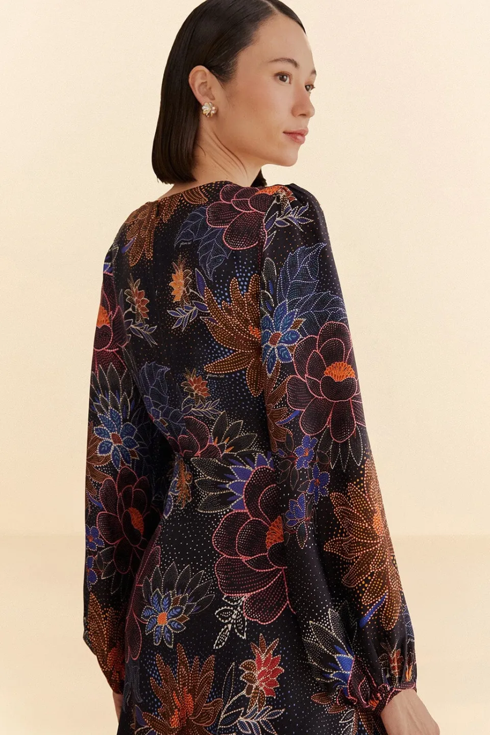 FARM Rio Robes Courtes<Mini-robe noire à fleurs scintillantes