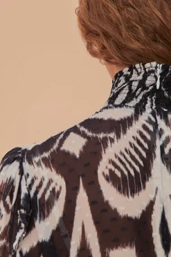 FARM Rio Robes Courtes<Mini-robe noire à imprimé ikat et ananas