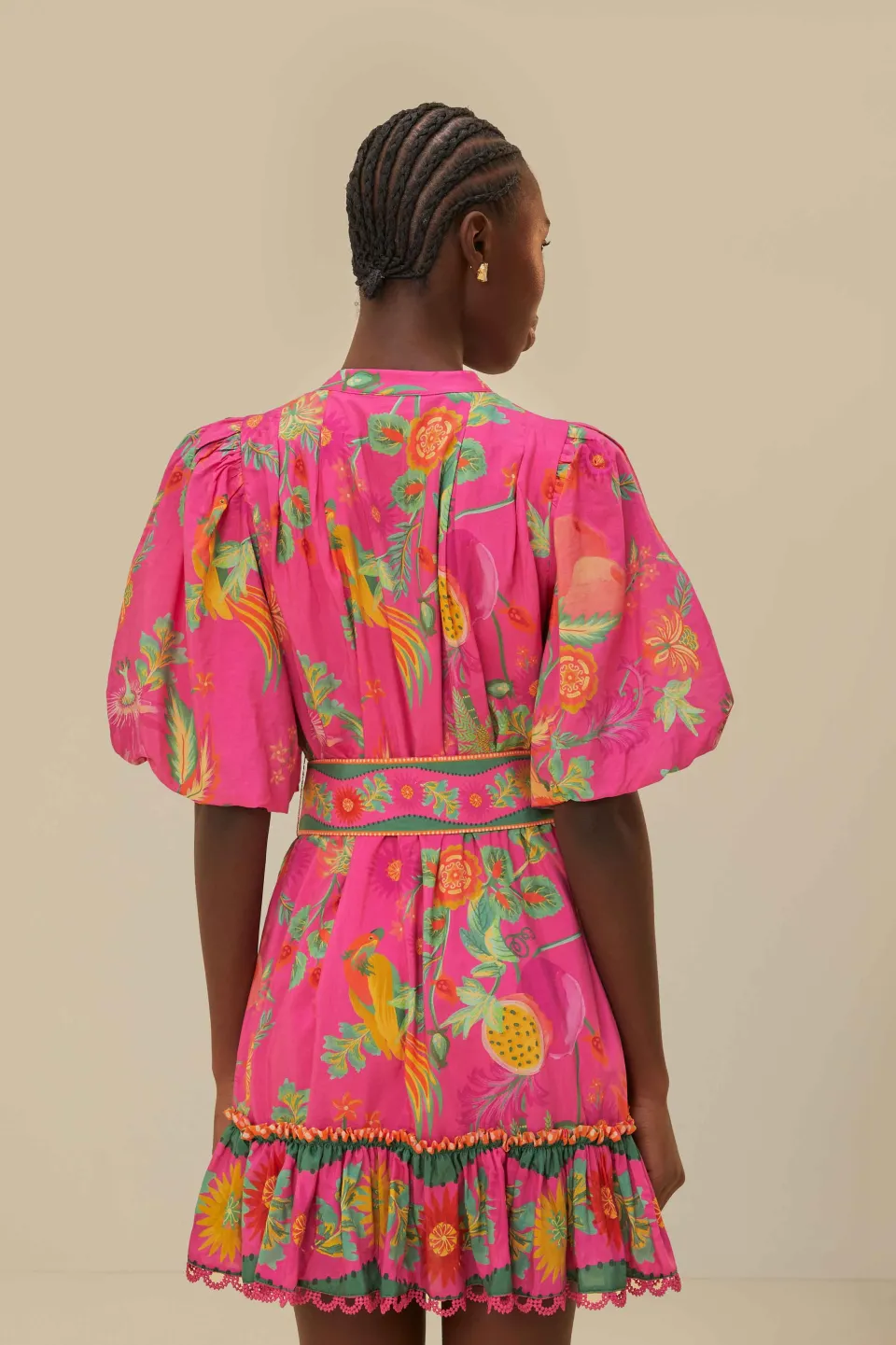 FARM Rio Robes Courtes<Mini-robe rose jardin de fruits délicats