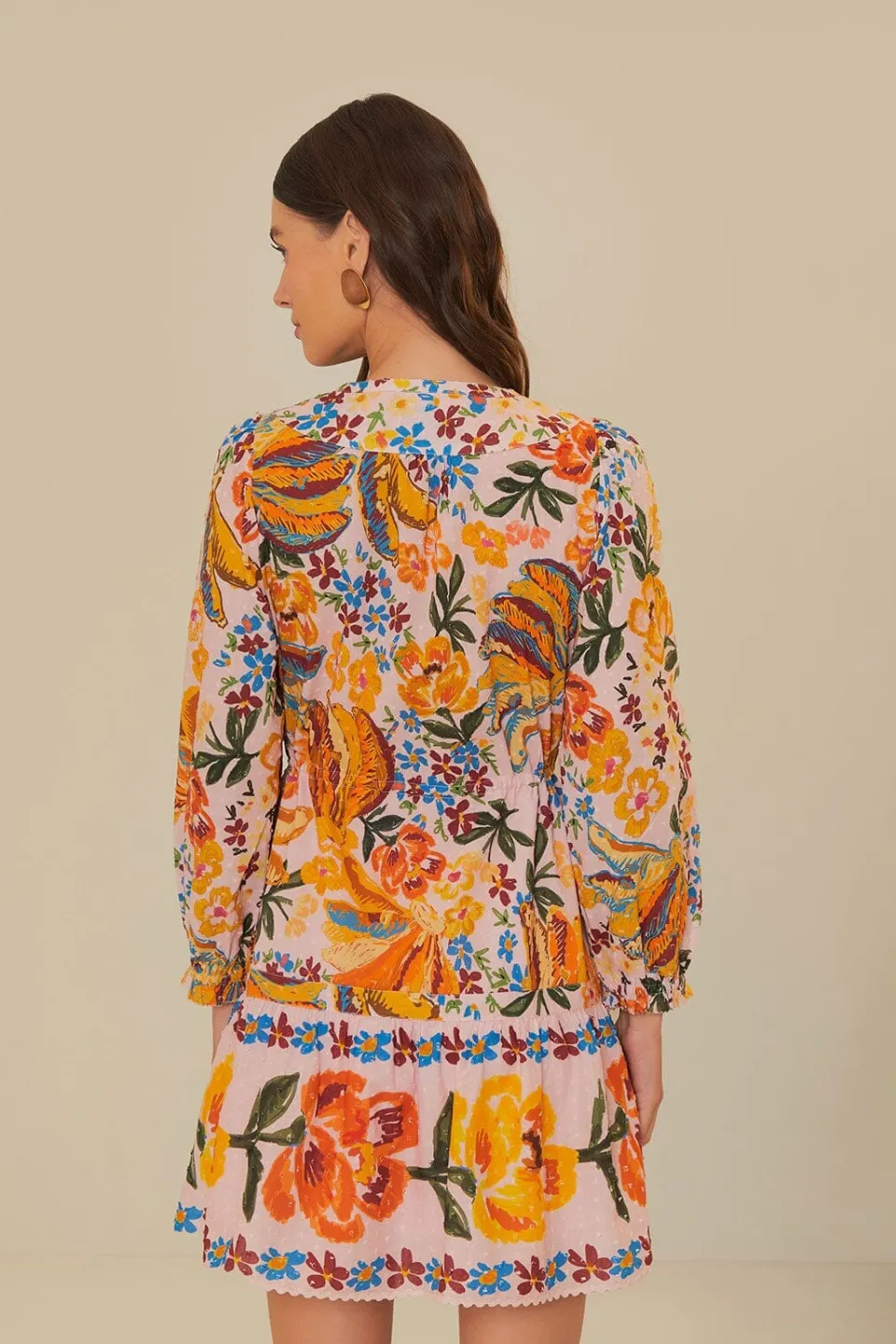 FARM Rio Robes Courtes<Mini-robe rose Spring Bananas