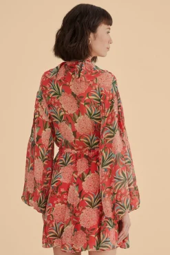 FARM Rio Robes Courtes<Mini-robe rouge à col en V Pineapple Bloom