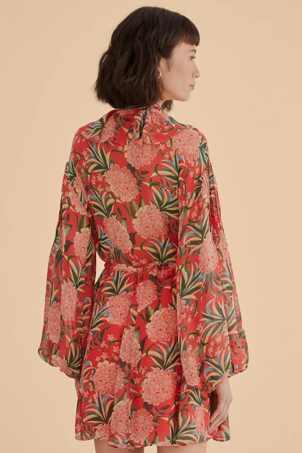 FARM Rio Robes Courtes<Mini-robe rouge à col en V Pineapple Bloom