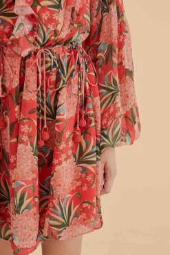 FARM Rio Robes Courtes<Mini-robe rouge à col en V Pineapple Bloom