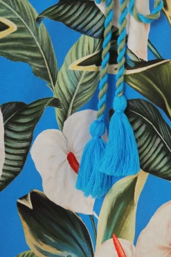 FARM Rio  T-shirts<Mini-robe t-shirt bleue en coton biologique Anthurium Garden