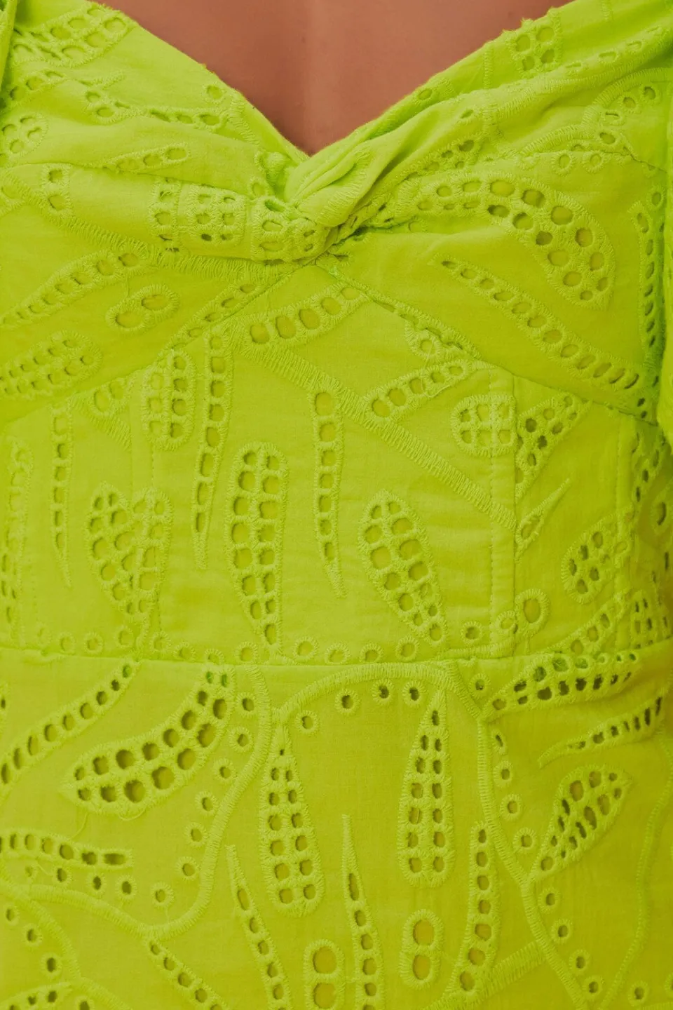 FARM Rio Robes Courtes<Mini-robe verte à manches courtes et œillets Monstera