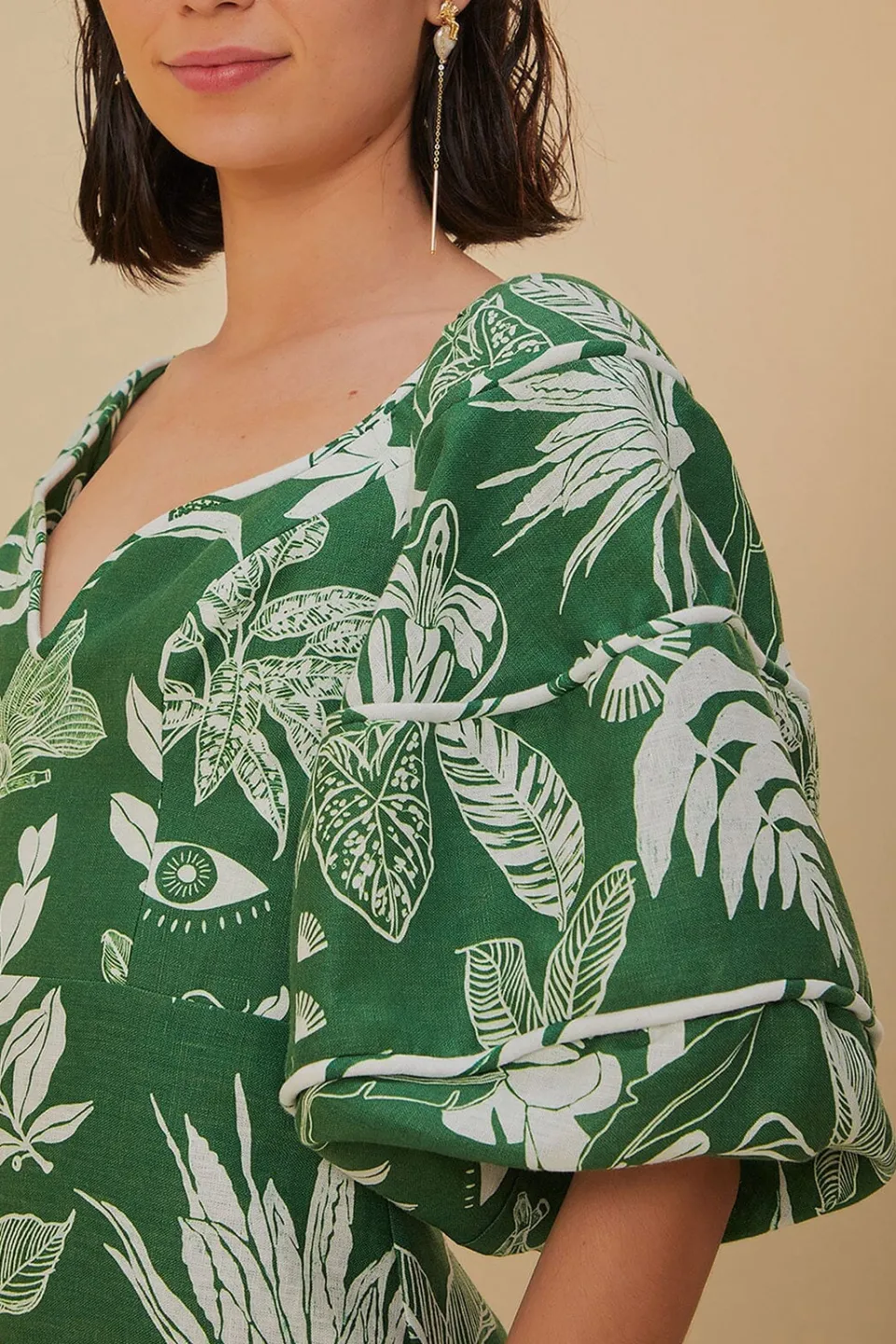 FARM Rio Robes Courtes<Mini-robe verte à manches courtes Forest Soul