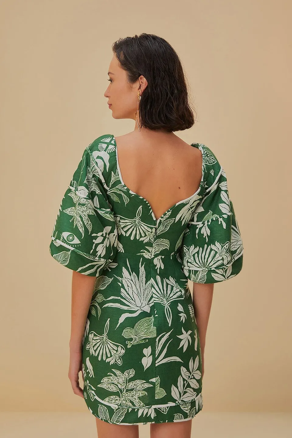 FARM Rio Robes Courtes<Mini-robe verte à manches courtes Forest Soul