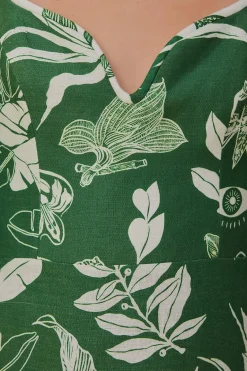 FARM Rio Robes Courtes<Mini-robe verte à manches courtes Forest Soul