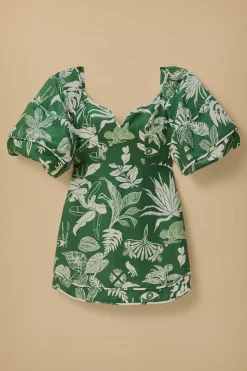 FARM Rio Robes Courtes<Mini-robe verte à manches courtes Forest Soul