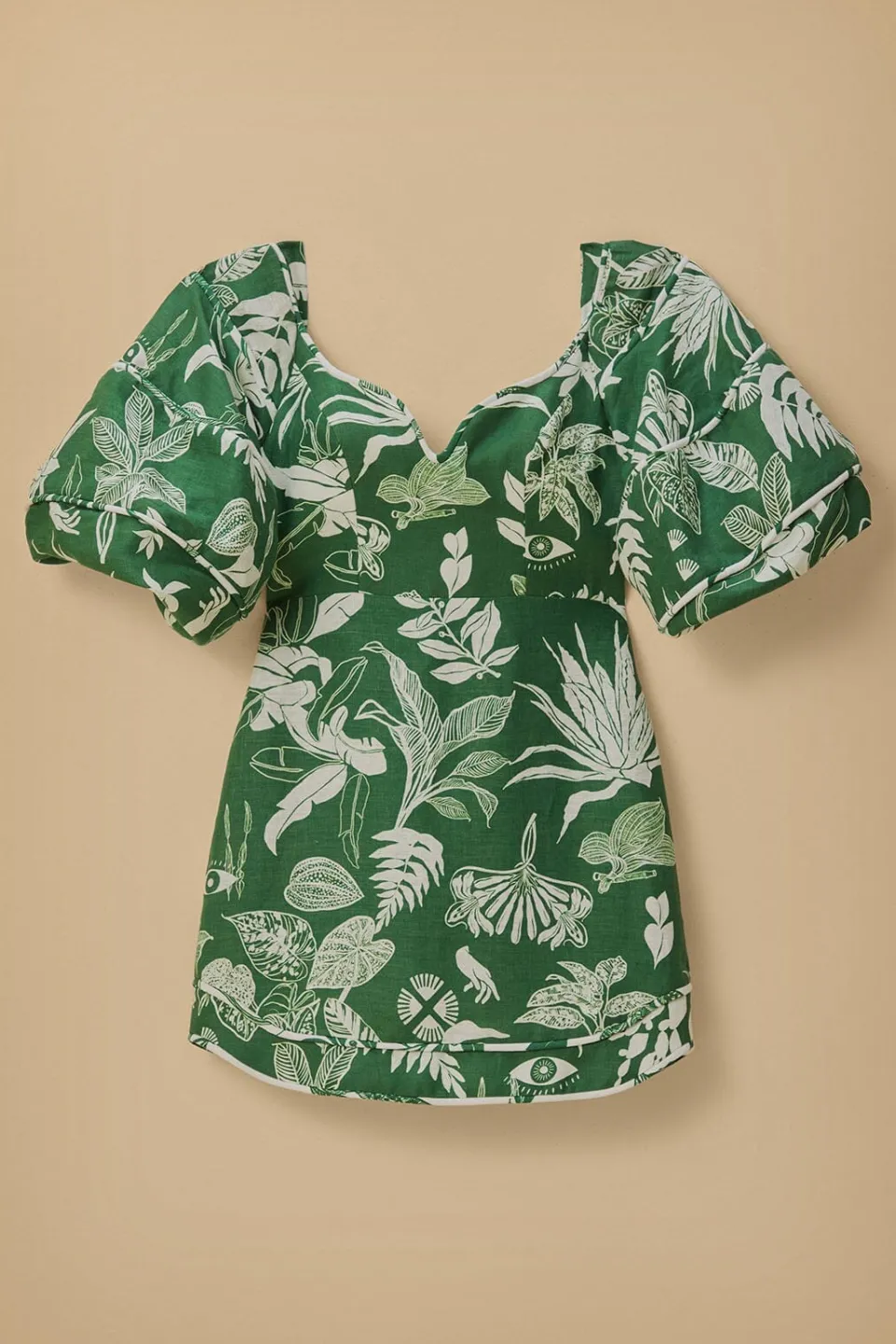FARM Rio Robes Courtes<Mini-robe verte à manches courtes Forest Soul