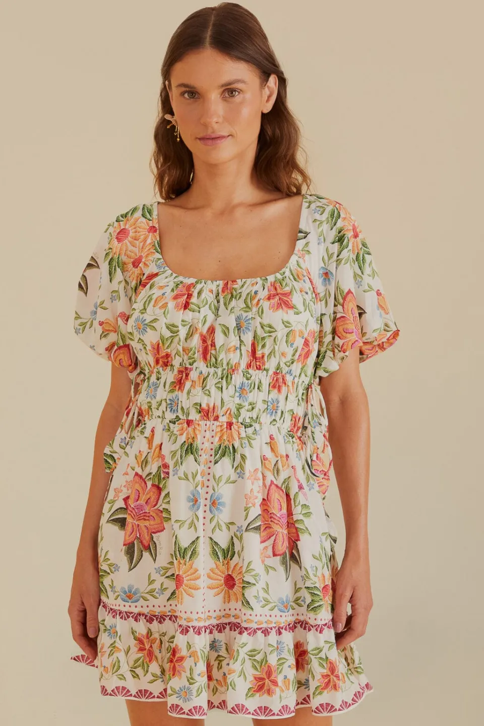 FARM Rio Robes Courtes<Off-White Bloom Garden Euroflax™Mini-robe en lin de qualité supérieure