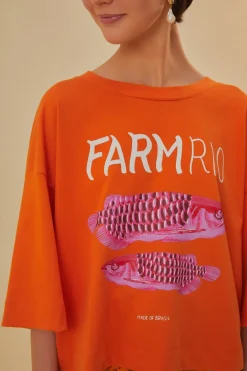 FARM Rio T-shirts<Orange Farm - T-shirt Rio en coton biologique