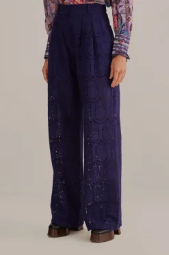 FARM Rio  Pantalon<Pantalon à Oeillets Ananas Bleu Marine