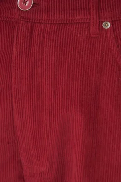 FARM Rio Pantalon<Pantalon brodé en velours côtelé rose