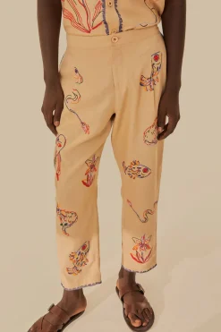 FARM Rio  Pantalon<Pantalon Brodé Kaki