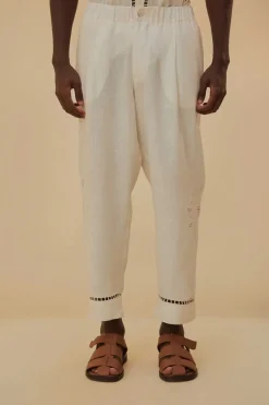 FARM Rio  Pantalon<Pantalon brodé Maxi Sunset Richelieu blanc cassé