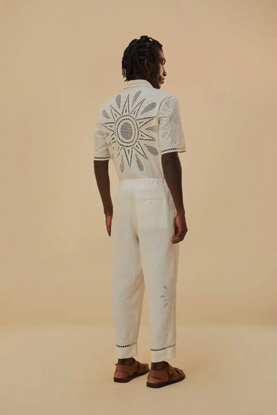 FARM Rio Pantalon<Pantalon brodé Maxi Sunset Richelieu blanc cassé