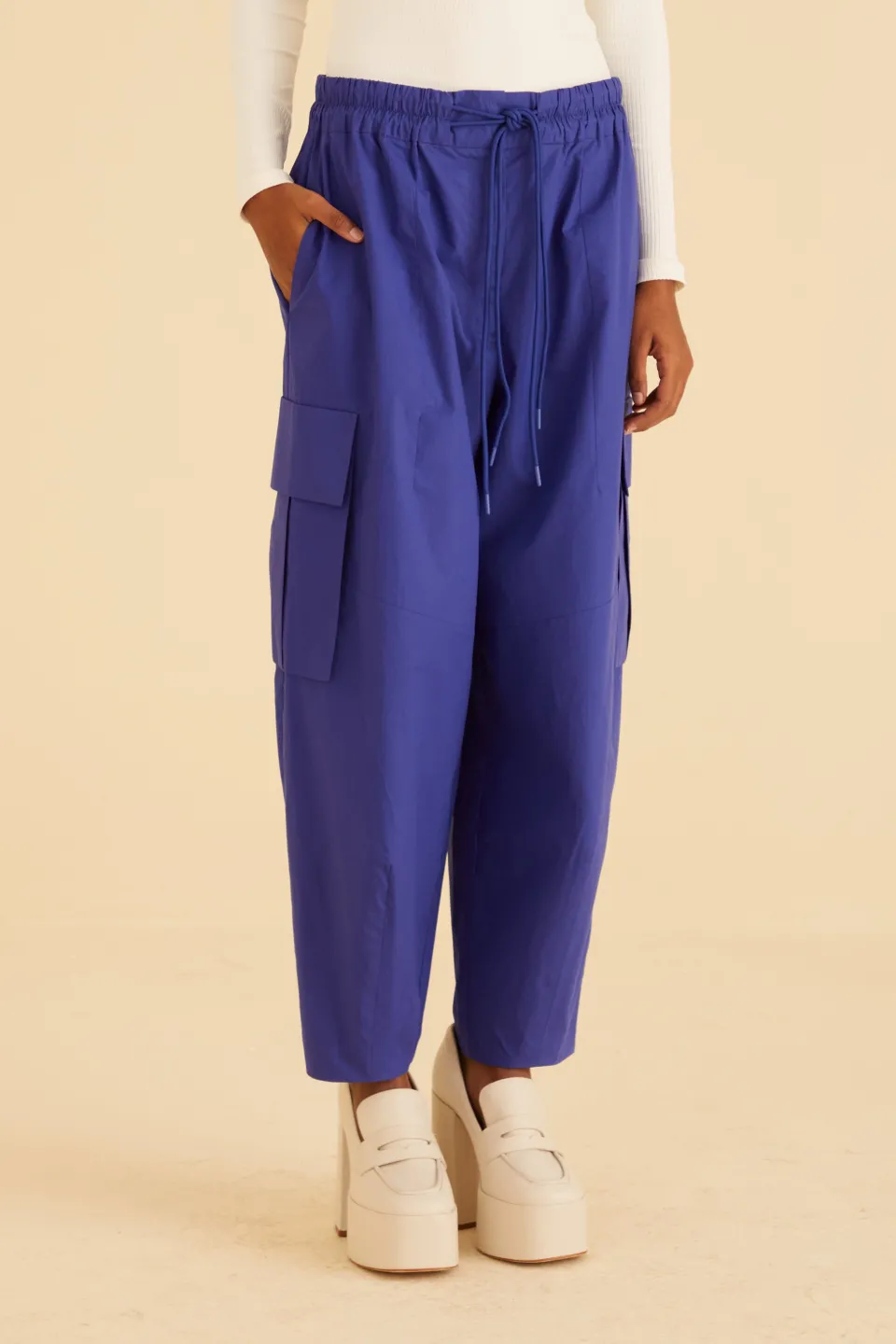FARM Rio Pantalon<Pantalon cargo bleu