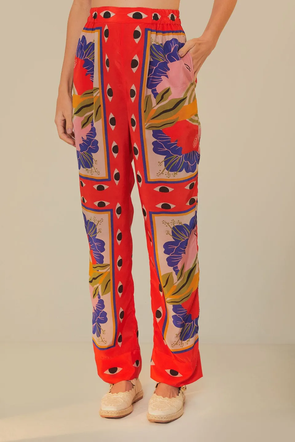 FARM Rio Pantalon<Pantalon de pyjama foulard surréaliste sable