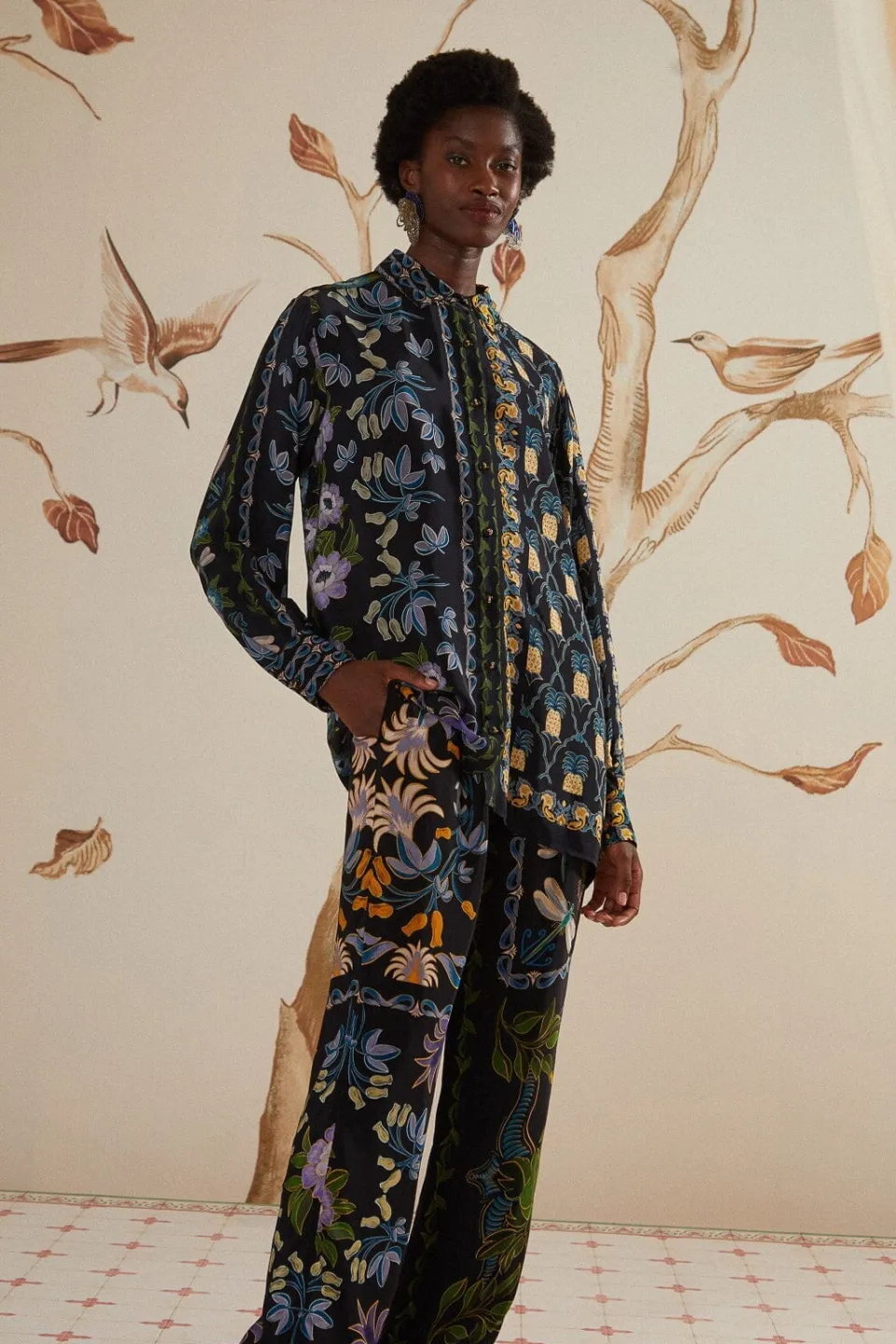 FARM Rio Pantalon<Pantalon de pyjama noir Winter Garden