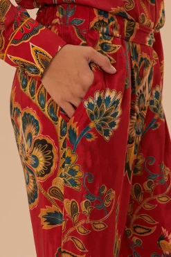 FARM Rio Pantalon<Pantalon de pyjama rouge à imprimé fleuri