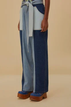 FARM Rio  Pantalon<Pantalon en jean à patch noué à la taille