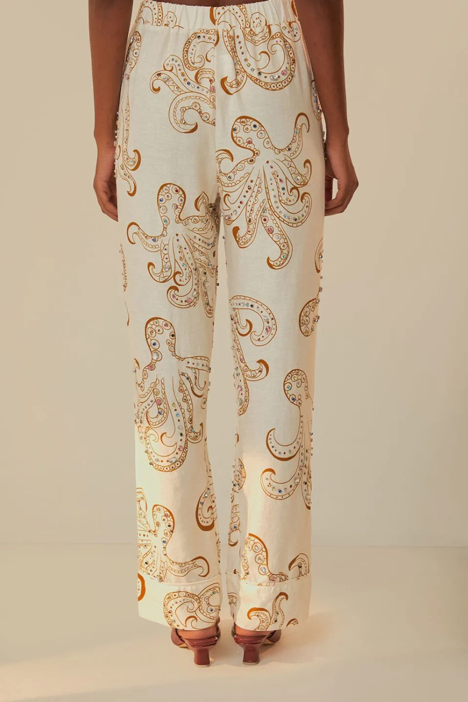 FARM Rio Pantalon|Hauts Courts<Pantalon en lin de qualité supérieure Octopus Fun Euroflax™ Off-White