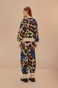 FARM Rio Pantalon<Pantalon en tricot à imprimé léopard coloré