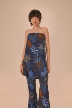 FARM Rio  Pantalon<Pantalon Flare Bleu Marine Night Jungle