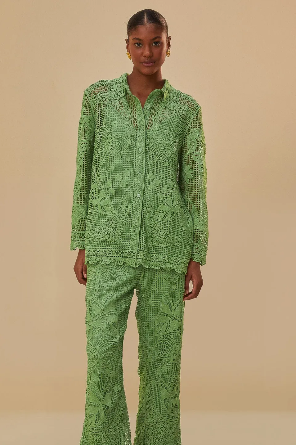 FARM Rio Pantalon<Pantalon Guipire Vert