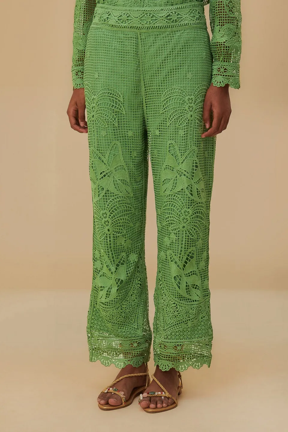FARM Rio Pantalon<Pantalon Guipire Vert
