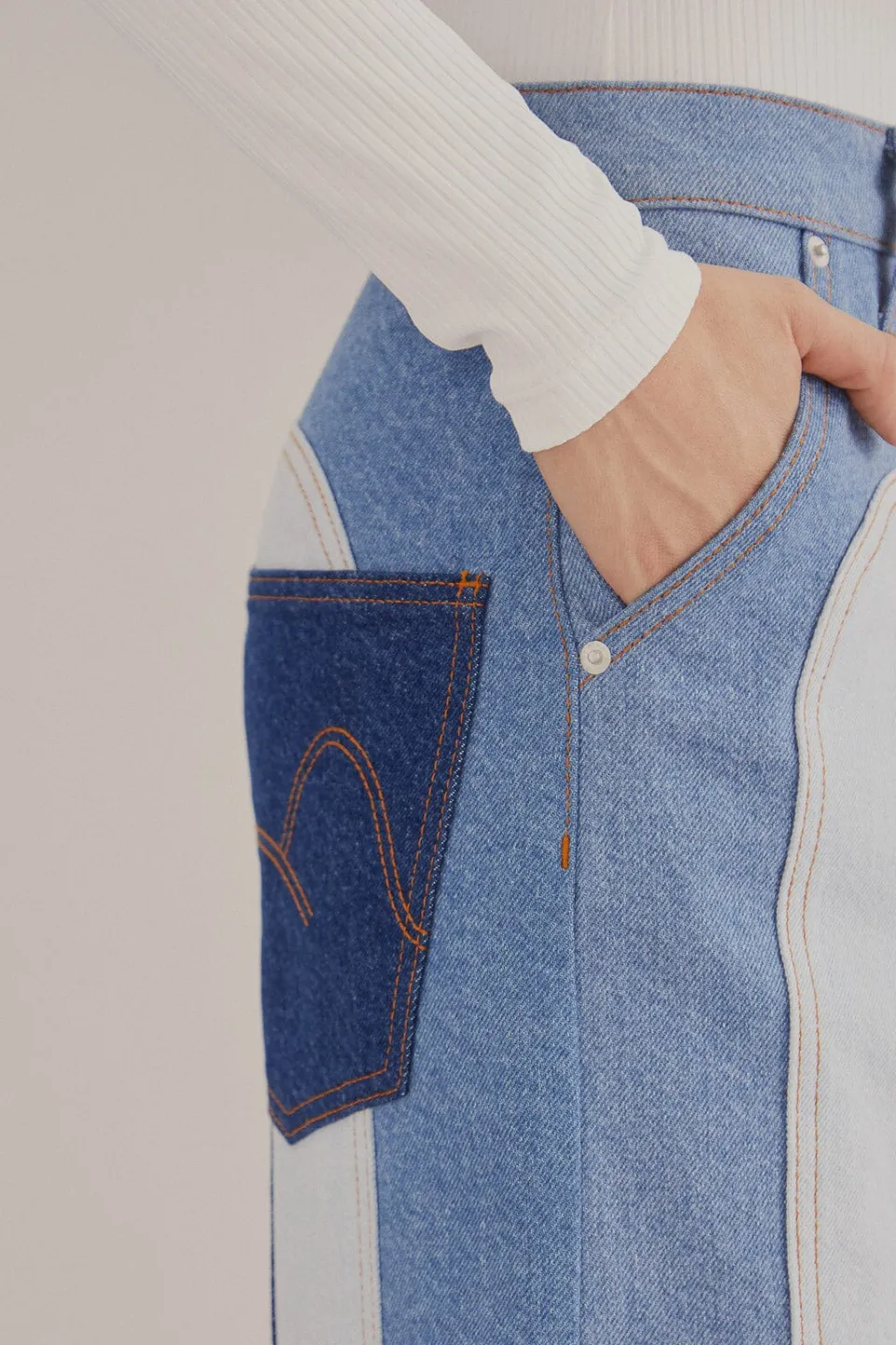 FARM Rio Pantalon<Pantalon large en denim patchwork