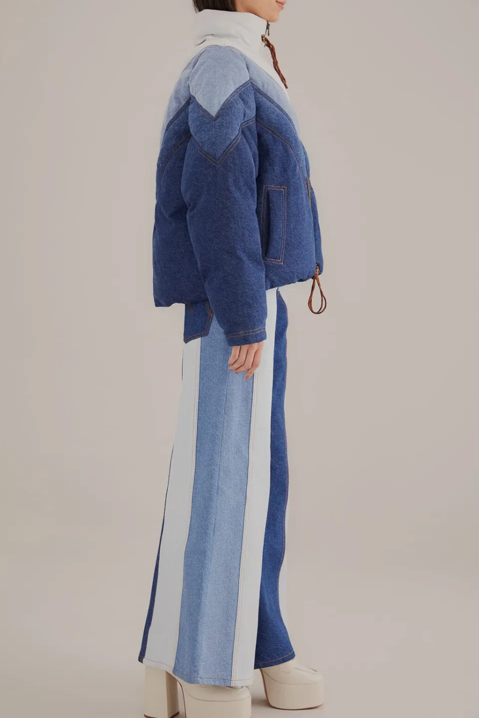 FARM Rio Pantalon<Pantalon large en denim patchwork