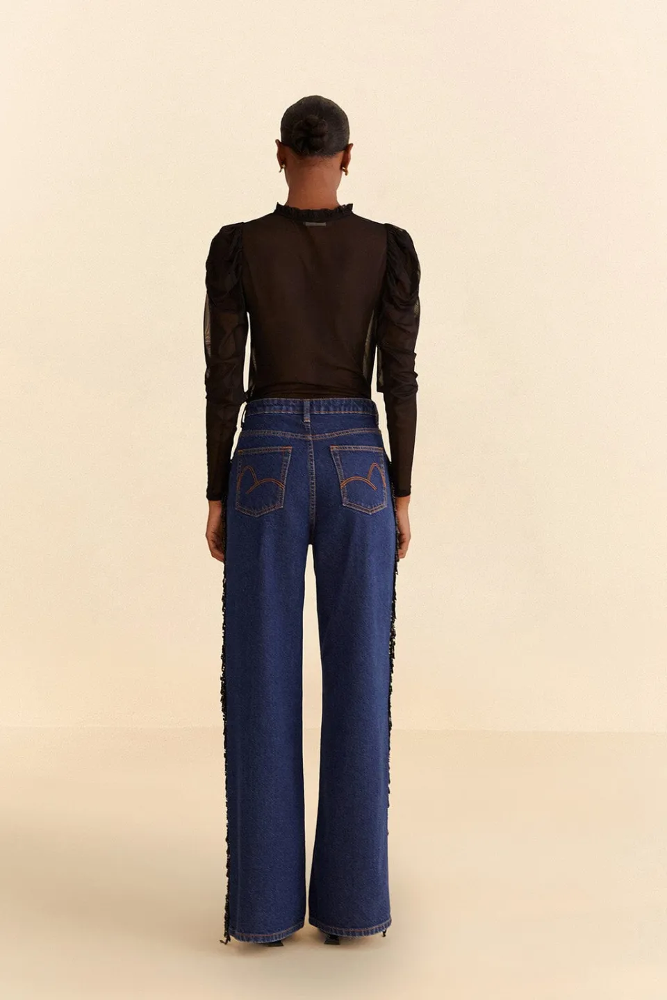FARM Rio Pantalon<Pantalon Large Franges Perles