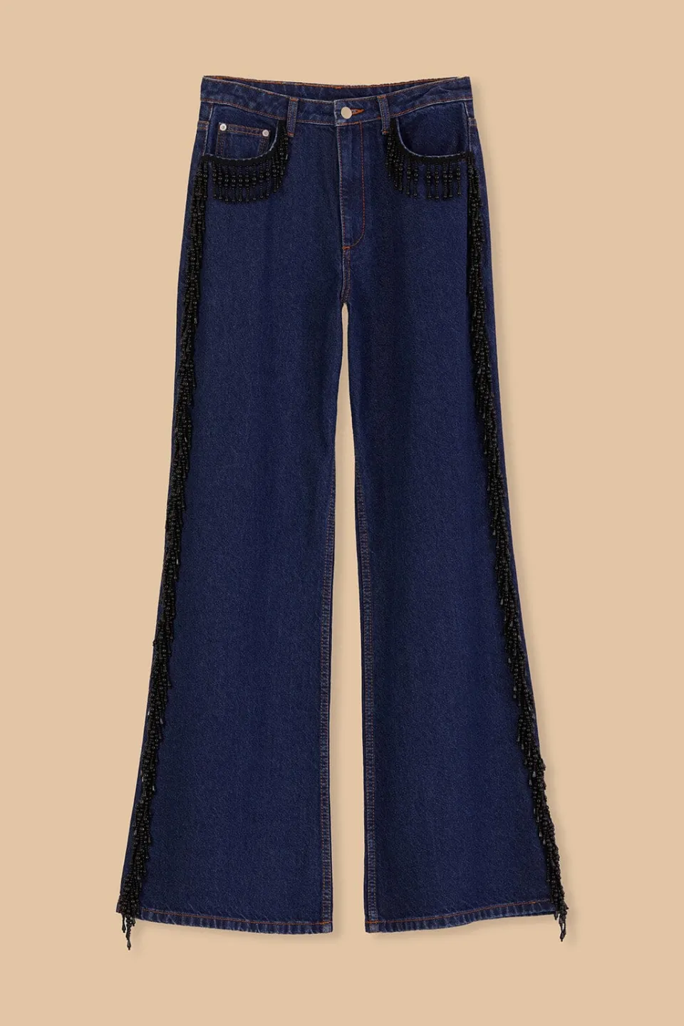 FARM Rio Pantalon<Pantalon Large Franges Perles