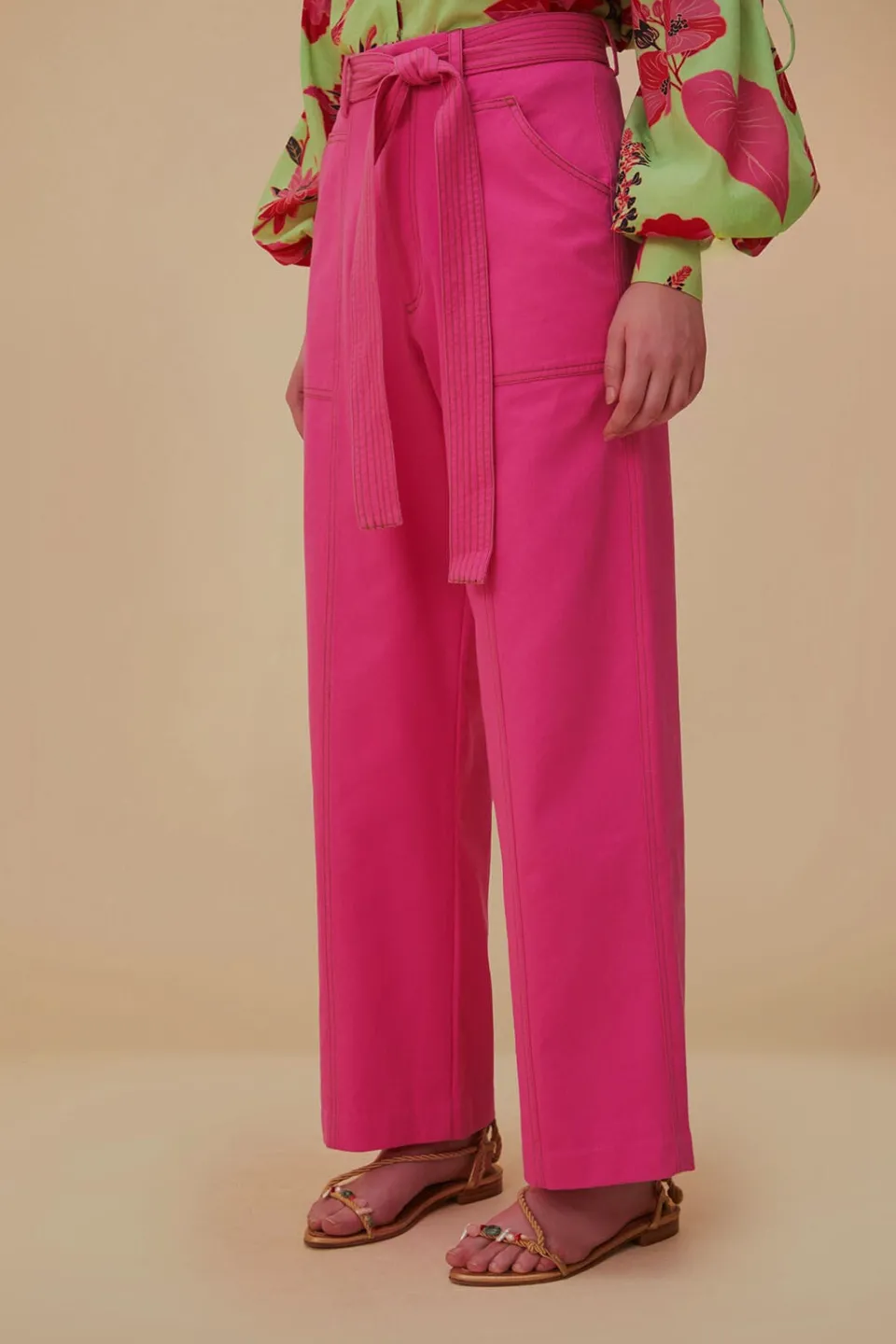 FARM Rio Pantalon<Pantalon large rose