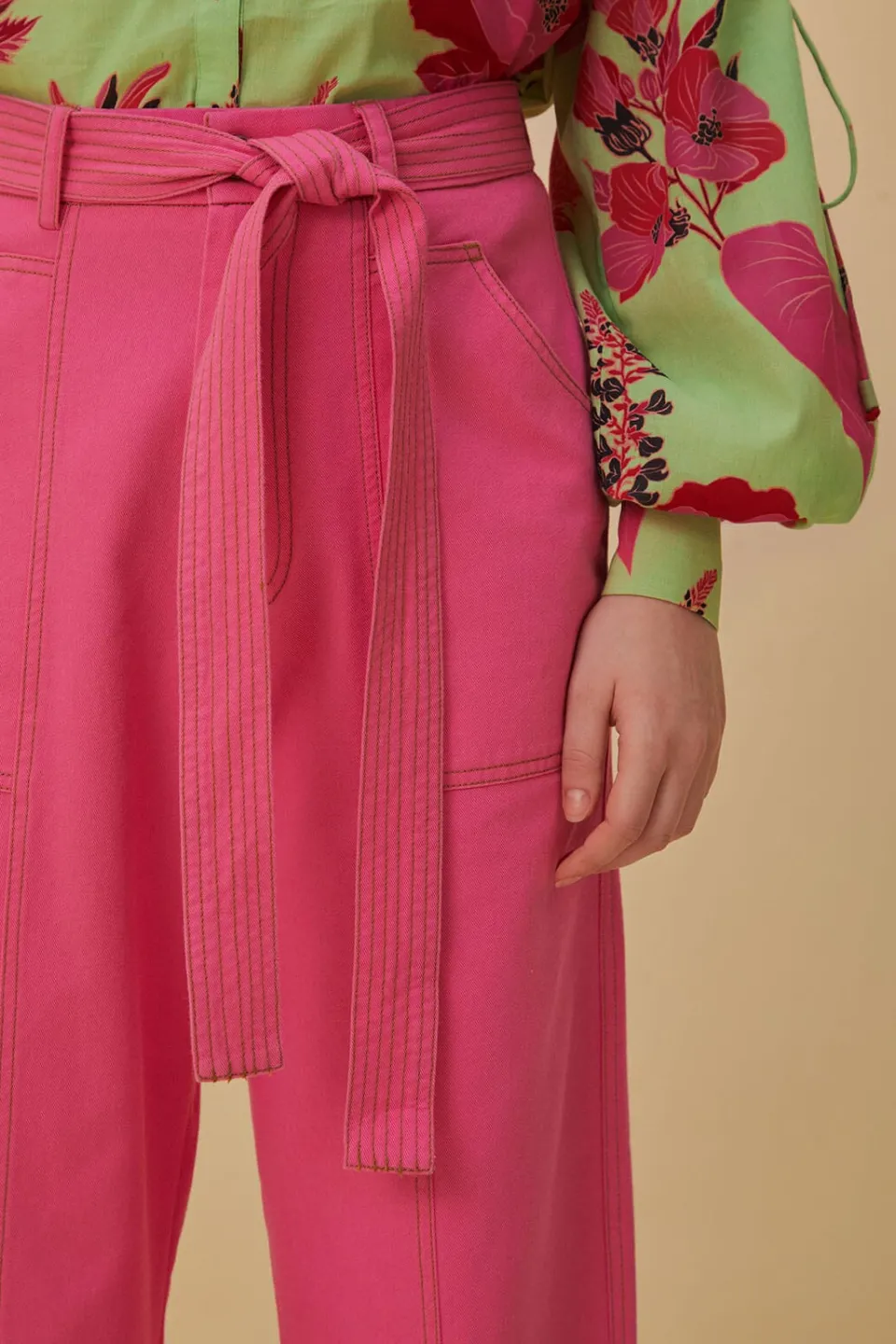 FARM Rio Pantalon<Pantalon large rose