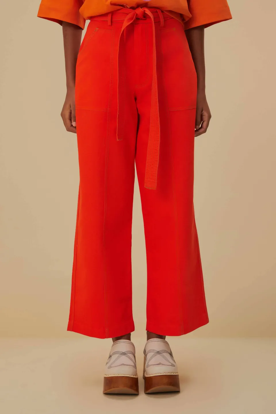 FARM Rio Pantalon<Pantalon large rouge