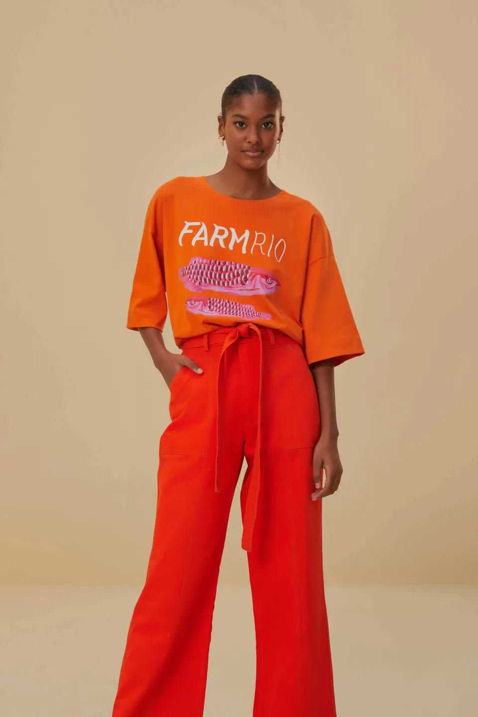FARM Rio Pantalon<Pantalon large rouge