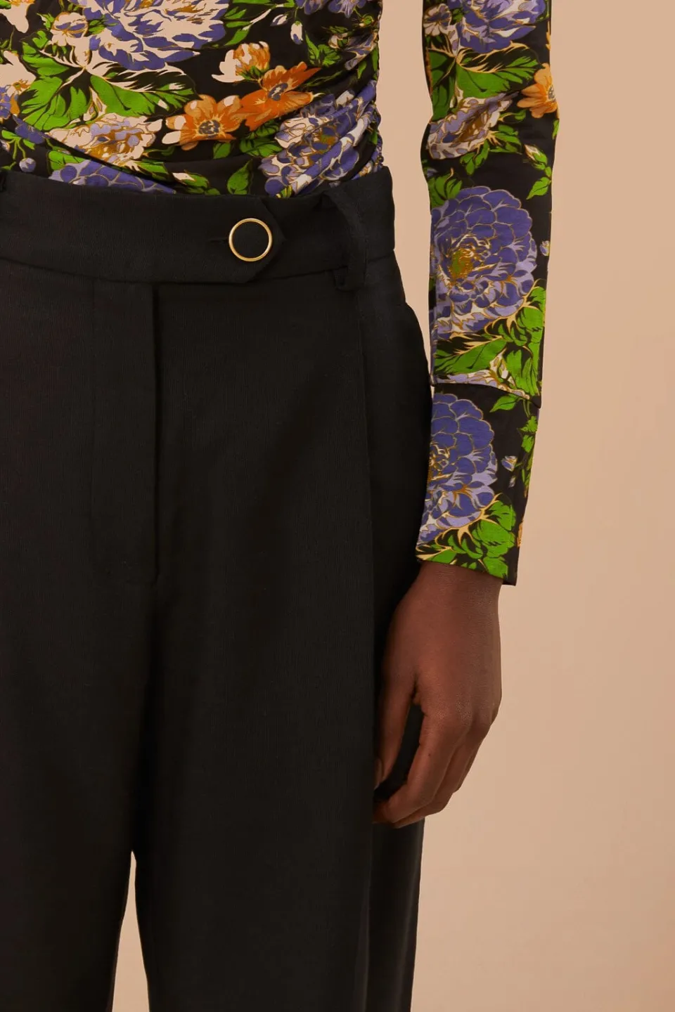 FARM Rio Pantalon<Pantalon noir taille haute