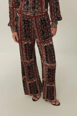 FARM Rio Pantalon<Pantalon plissé avec foulards en serpent noir