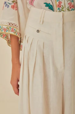 FARM Rio  Pantalon<Pantalon plissé en lin de qualité supérieure Euroflax™ blanc