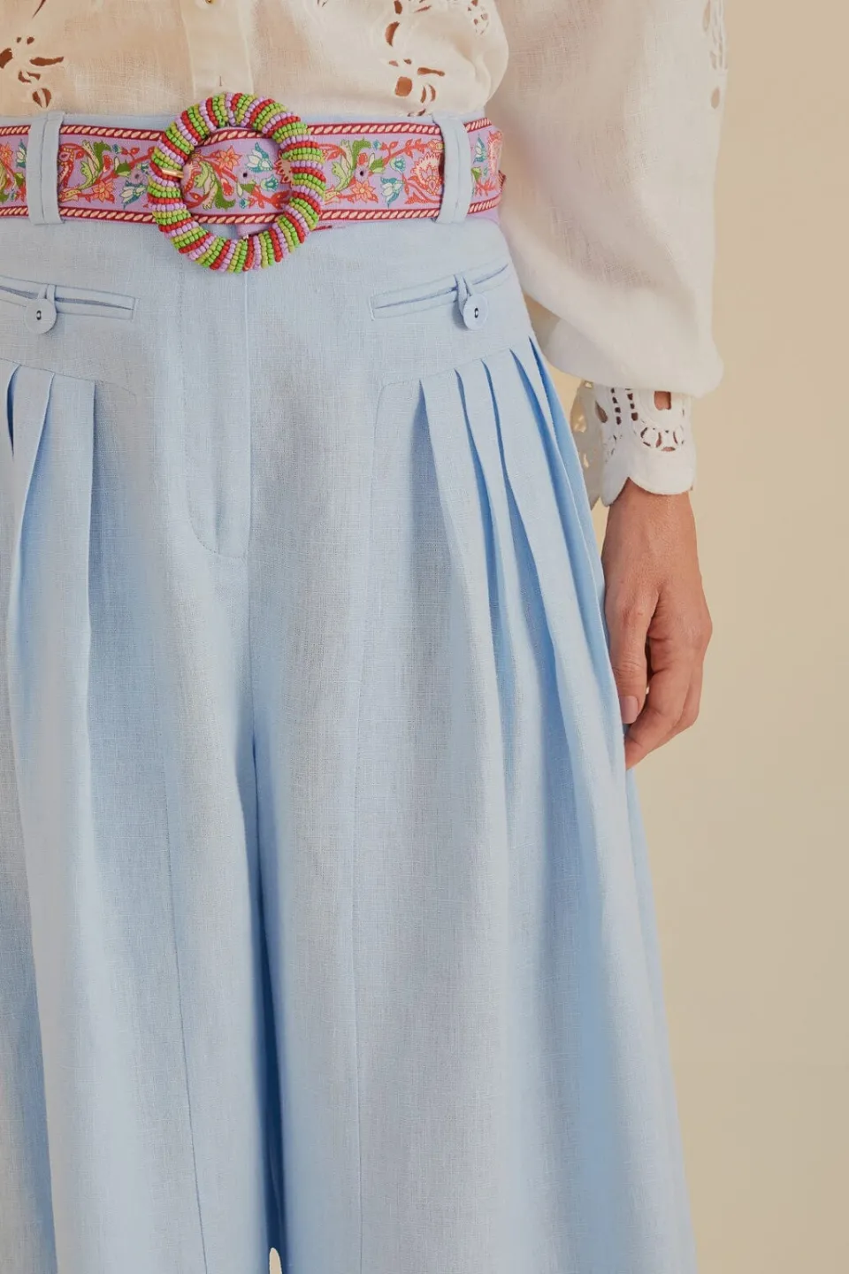 FARM Rio Pantalon<Pantalon plissé en lin de qualité supérieure Euroflax™ bleu clair