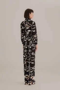 FARM Rio  Pantalon<Pantalon Richelieu Faces noir