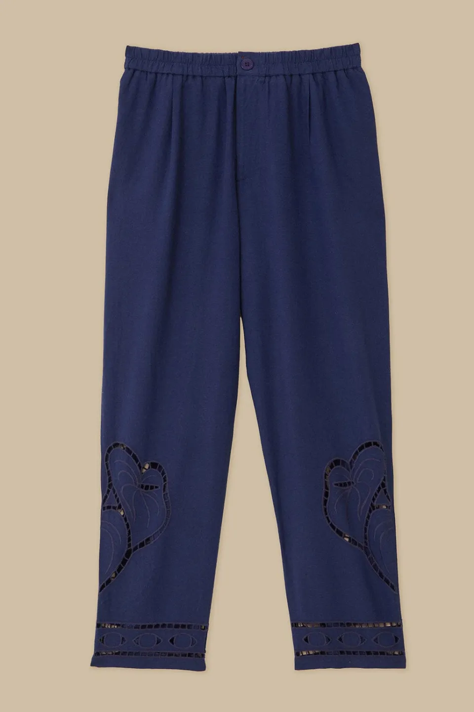 FARM Rio Pantalon<Pantalon surréaliste en lin de qualité supérieure brodé Richelieu Euro