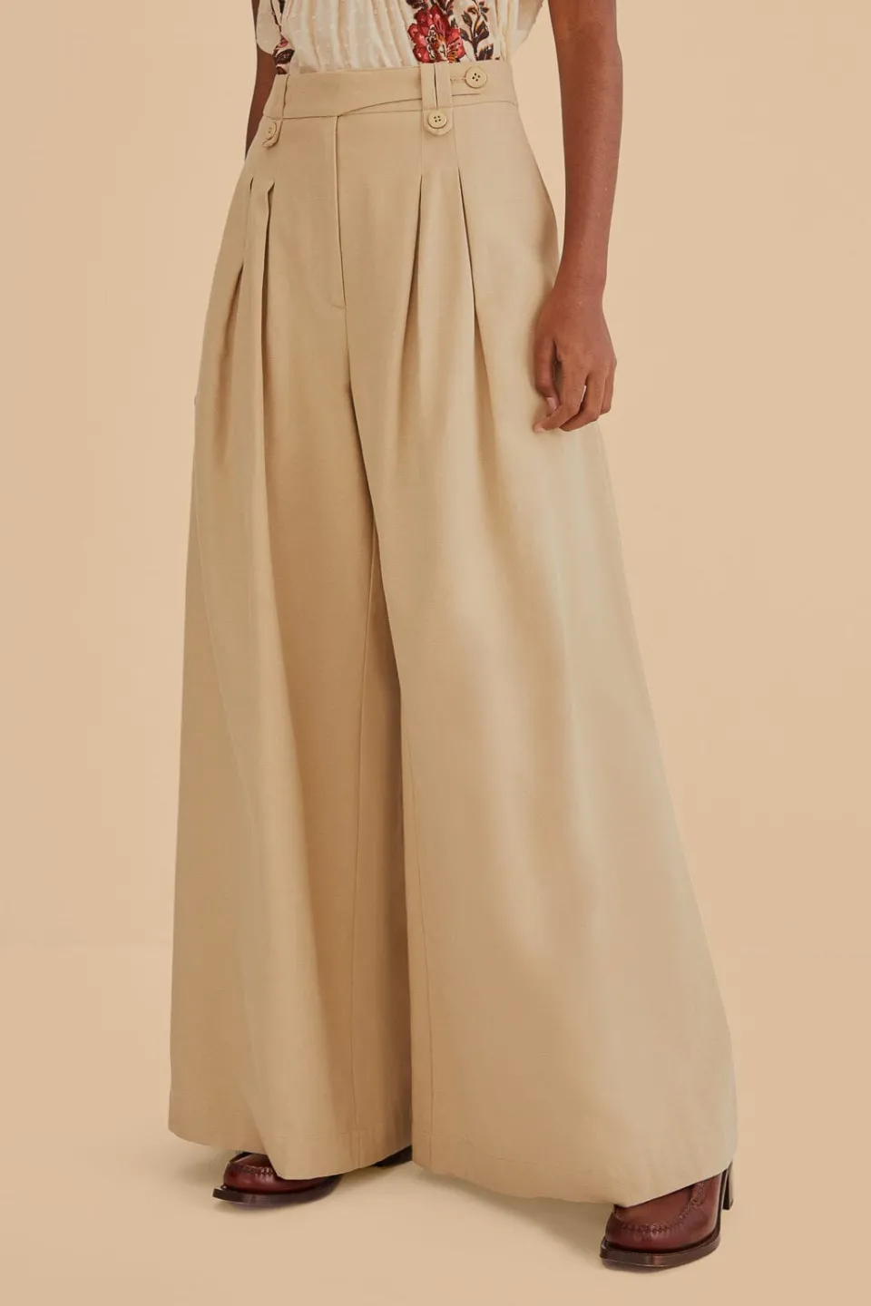 FARM Rio Pantalon<Pantalon taille haute kaki