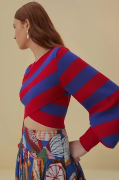 FARM Rio  Pulls Et Sweat-shirts<Pull cache-cœur en tricot à rayures