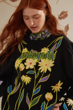 FARM Rio Pulls Et Sweat-shirts<Pull en tricot brodé Black Farm Rio Flowers